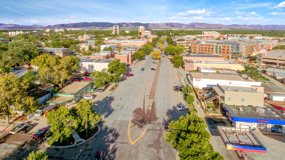 Old Town Fort Collins Aerial Boxwood Photos