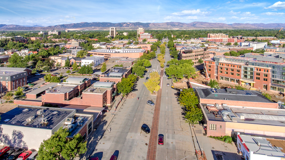 Old Town Fort Collins Aerial Boxwood Photos