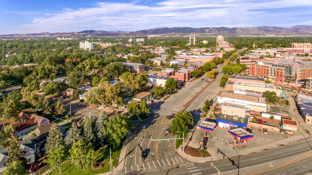 Old Town Fort Collins Aerial Boxwood Photos